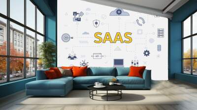 saas software as a service concept with icon set with big word or text on center Wall mural