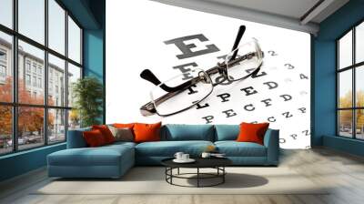 Reading glasses with eye chart Wall mural