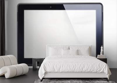 Black tablet computer with blank screen, isolated on white background Wall mural