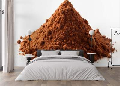 Cocoa powder pile isolated on white background Wall mural