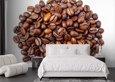 Coffee beans isolated on white background, top view Wall mural