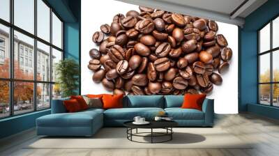 Coffee beans isolated on white background Wall mural