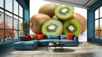 Delicious ripe kiwi fruits, isolated on white background Wall mural