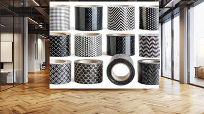 Duct repair tape black set, collection patterns kit isolated Wall mural