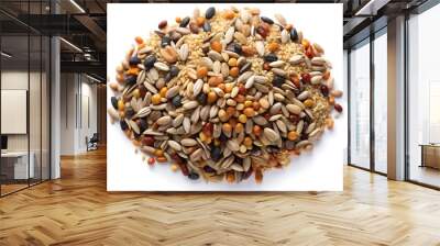 Mixed bird seed isolated on white, top view Wall mural