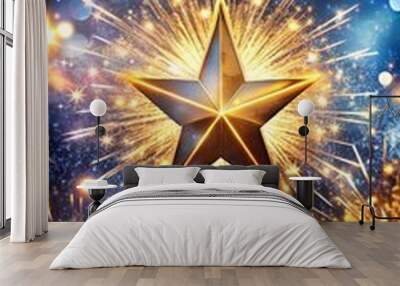 New Year's Eve 2024 Celebration Background with Star Wall mural