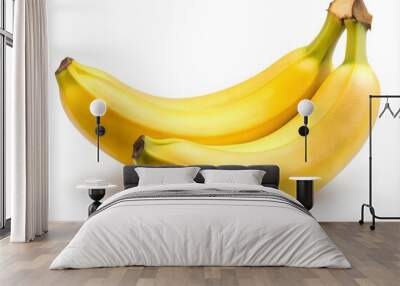 Pair of ripe yellow bananas, isolated on white background Wall mural