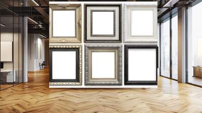 Set of blank black and white frames, isolated on white background Wall mural