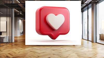 social media like notification icon with heart symbol. Social media success concept - 3d rendering Wall mural