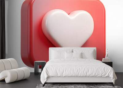 social media like notification red icon with heart symbol. Social media success concept - 3d rendering Wall mural