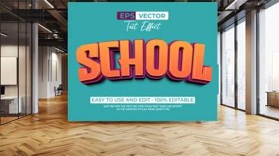 School text effect 3d curved style Wall mural