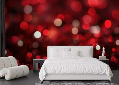 Red glitter bokeh vintage lights Wall mural