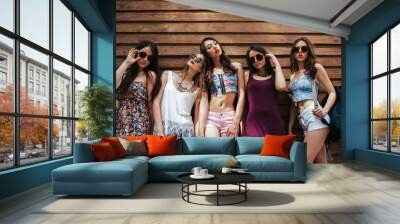 five young beautiful girls Wall mural