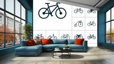 bicycle icon, bike set on white background Wall mural