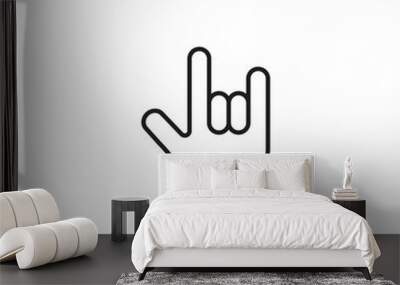 line rock hand sign on white background Wall mural