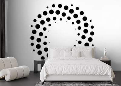 Dotted Vortex spiral logo abstract circle shape - spiral motion twirl twist curve rotation spin whirlpool radial warp geometric shape for businesses - spinning circle Wall mural