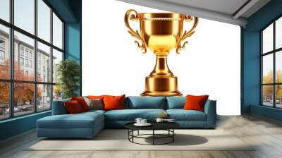 Elegant Golden Trophy with Ornate Handles | Isolated on Transparent & White Background | PNG File with Transparency Wall mural