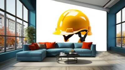 Yellow Safety Helmet | Isolated on Transparent & White Background | PNG File with Transparency Wall mural