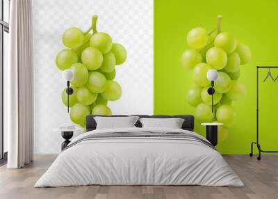 Green grape, vector illustration on isolated background. Wall mural