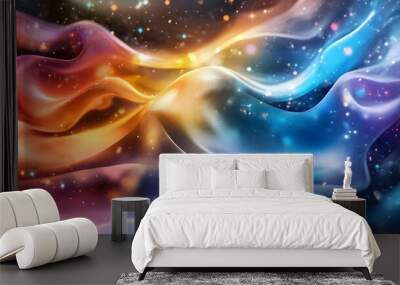 Abstract Blue and Orange Swirls with Glowing Lights. Wall mural