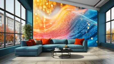 Abstract Digital Code with Bokeh Lights. Wall mural