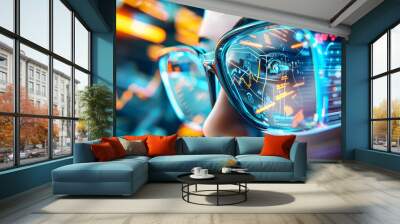 Augmented Reality Glasses Show Data Overlays. Wall mural