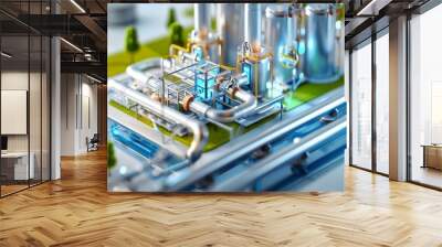 Industrial Plant Model with Pipes and Tanks. Wall mural