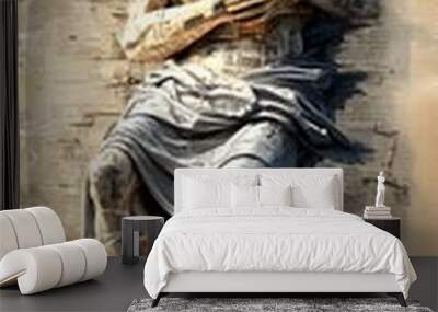 Jesus Christ Statue Made of Text. Wall mural