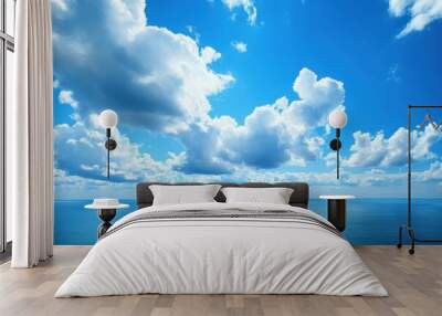 blue sky white clouds and sea background Wall mural