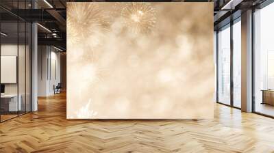 Gold bokeh with Firework for New year or Celebrate background Wall mural