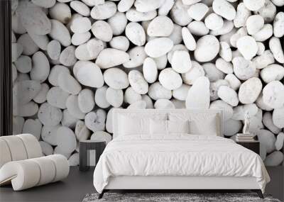 White pebbles stone texture and background  Wall mural