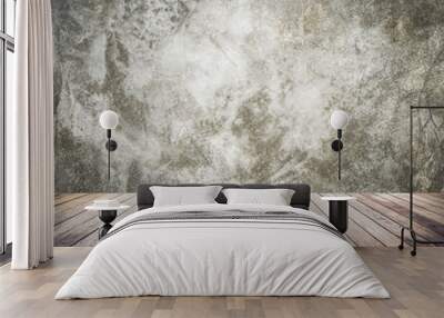 wooden floor and cement wall Wall mural