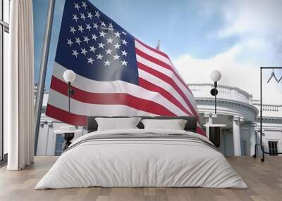 A flag in front of the white house usa independence day celebration Wall mural