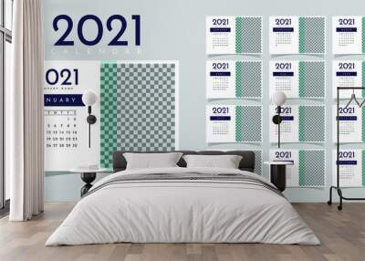 Modern simple Calendar 2021 design Wall mural