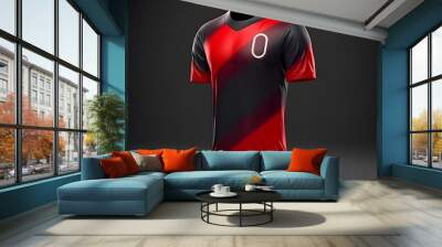 Red and black football shirt jersey mock up concept Wall mural