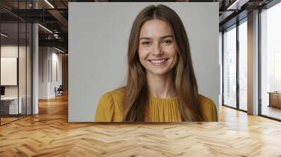 Radiant Woman in Mustard Yellow Blouse  Wall mural