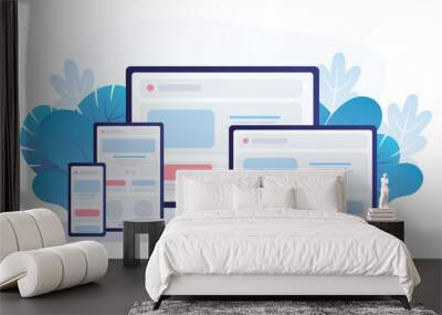 adaptive programming icons set. multi device development, software engineering. responsive web desig Wall mural