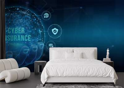 Cyber security data protection business technology privacy concept. Cyber insurance. 3d illustration Wall mural