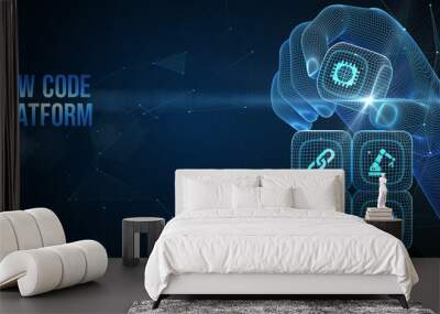 Low Code software development platform technology concept. 3d illustration Wall mural