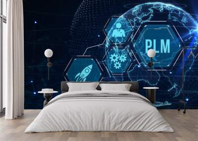 PLM Product lifecycle management system technology concept. Technology, Internet and network concept. 3d illustration Wall mural