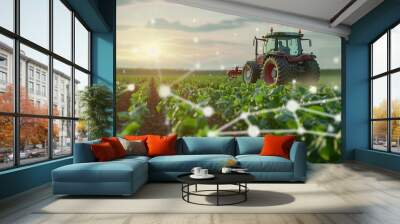 Advanced sensors for crop monitoring and precision agriculture, showcasing the concept of smart farming and technology integration in modern agriculture practices. Wall mural