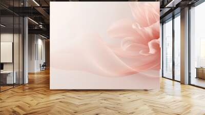 An artistic abstract background featuring stylized floral elements in a soft pink blush color scheme, embodying minimalist design with ample negative space for adding text. Wall mural