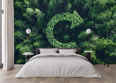 Circular economy and green environmentally sustainable practices, highlighting innovative recycling methods, renewable energy sources, and eco-friendly product designs for a sustainable future. Wall mural