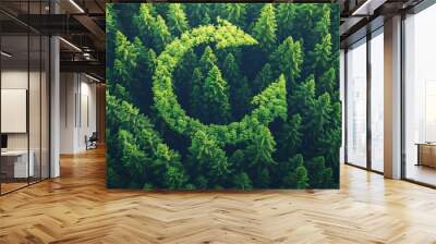 Circular economy and green environmentally sustainable practices, highlighting innovative recycling methods, renewable energy sources, and eco-friendly product designs for a sustainable future. Wall mural