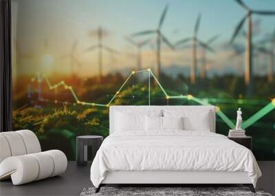 Conceptual image depicting the rise in energy prices, highlighting the increasing costs of energy and the shift towards sustainable alternatives and renewable resources to combat these challenges. Wall mural