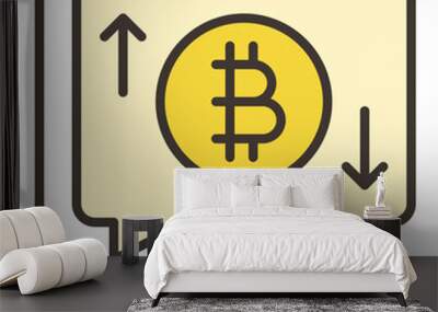 Bitcoin sign on phone screen vector Crypto Smartphone colored icon or design element Wall mural