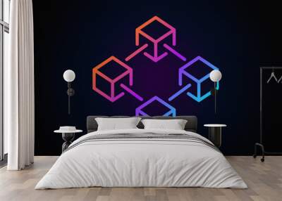 Blockchain vector colorful line icon or logo element Wall mural