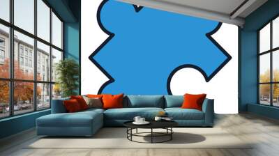 Blue Single Jigsaw Puzzle Piece vector colored icon or design element Wall mural