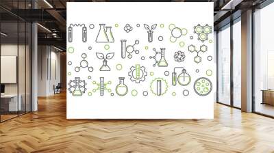 Chemistry vector concept linear illustration or horizontal banner on white background Wall mural