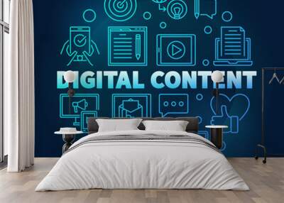 Digital Content round blue outline vector illustration Wall mural